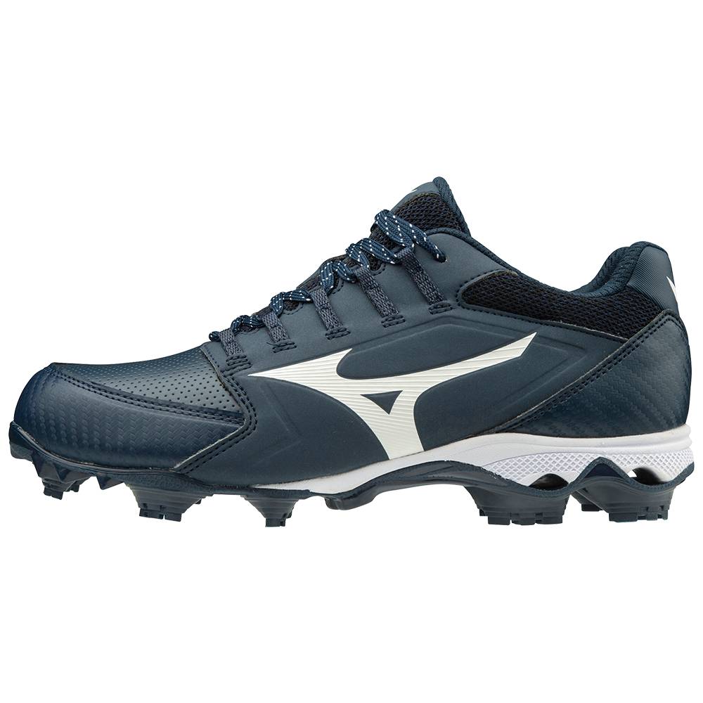 Tenis Para Softball Mizuno 9-Spike Advanced Finch Elite 4 TPU Molded Para Mujer Azul Marino/Blancos